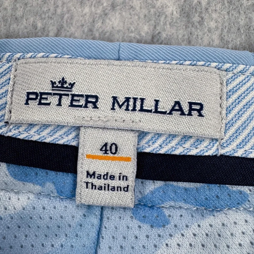 Peter Millar Shorts Lot Of 2 Mens 40 Blue Beige Golf Microfiber Chino 40x9